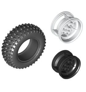 LEGO乐高 42124 42126轮胎 黑白色 轮毂 6321710 6331047 6276858