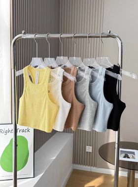 高端瑜伽女夏季修身短款螺纹背心外穿健身运动打底吊带上衣辣妹