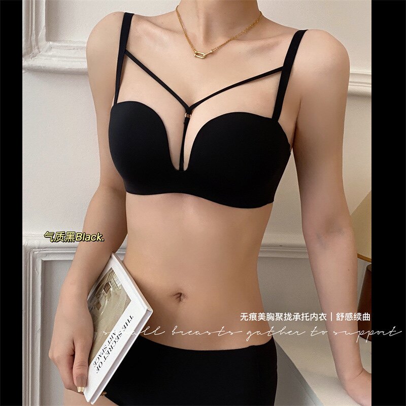 性感甜美无钢圈内衣上托聚拢女士美背胸罩收副乳调整型文胸套装