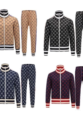 2024欧美跨境新款男女潮牌同款时尚套装3D涤纶印花长袖拉链卫衣