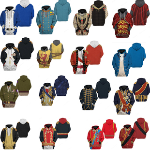 春秋款 历史制服 军官系列COS同款男士宽松时尚3D印花卫衣连帽衫