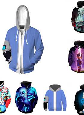 2024传说之下骷髅头Sans兄弟同款周边外套3D连帽拉链开衫亲子装