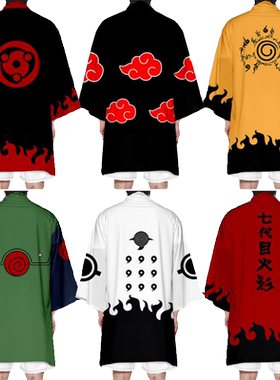 跨境火影忍者动漫周边羽织和服长款披风外套男3D数码印花漫展披风