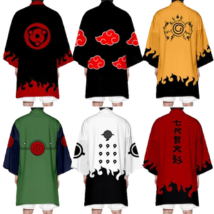 跨境火影忍者动漫周边羽织和服长款披风外套男3D数码印花漫展披风