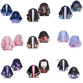 新品 国风休闲元 素七分袖 夏季 情侣宽松原宿和服外套羽织披风开衫