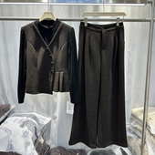 2025冬季 女气质假两件上衣 新款 商场同款 时尚 套装 阔腿裤 两件套858