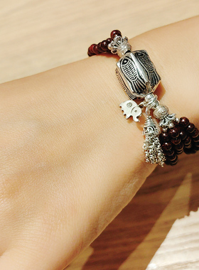 天然小叶紫檀手链女原创设计手串