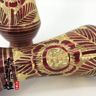 对 销巴基斯坦铜器特色家居手工艺品摆件小花瓶8英寸花瓶 红色品