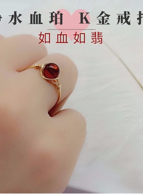 轻奢原创手工定制圆珠子蜜蜡戒指