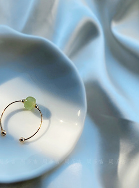 天然和田碧玉戒指原创轻奢手工