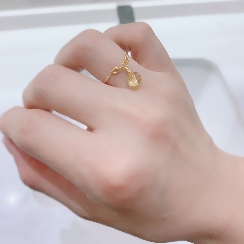 天然金发晶戒指女轻奢手工
