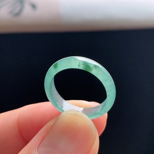 天然A货冰种13号翡翠素圈戒指