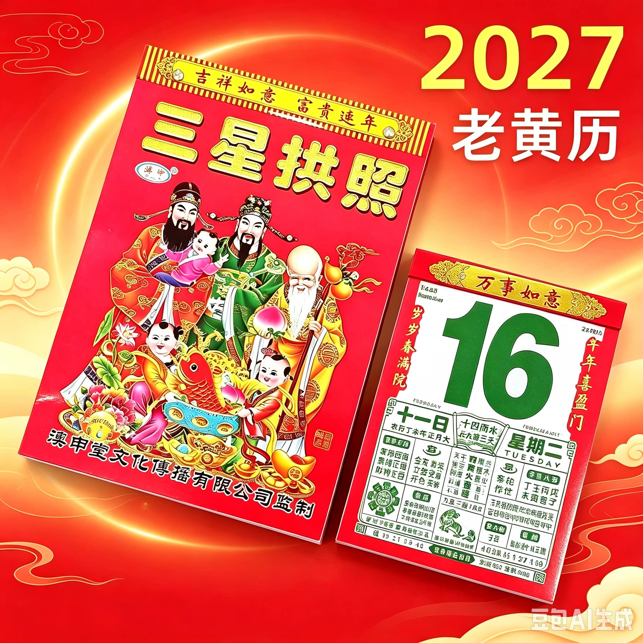 2027年羊年日历老黄历挂历家用挂墙老式日历手撕万年历撕历日历牌