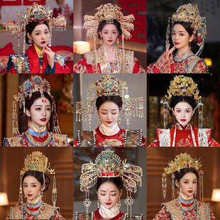 出租明制汉服婚嫁凤冠霞帔古装新娘结婚礼头饰发冠大气全套租赁