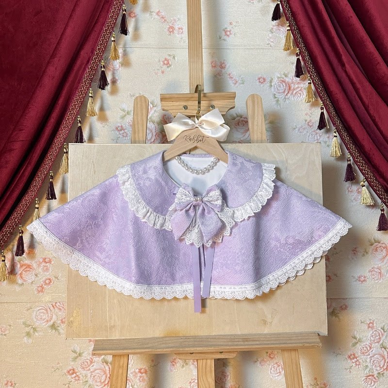 原创Cla系Lolita小斗篷搭昭和蛋糕娃娃领蕾丝花边披肩百搭小坎肩