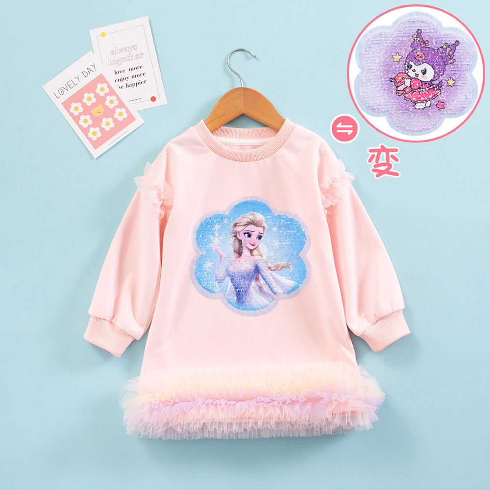 女童韩版卫衣裙亮片可变图案衣服