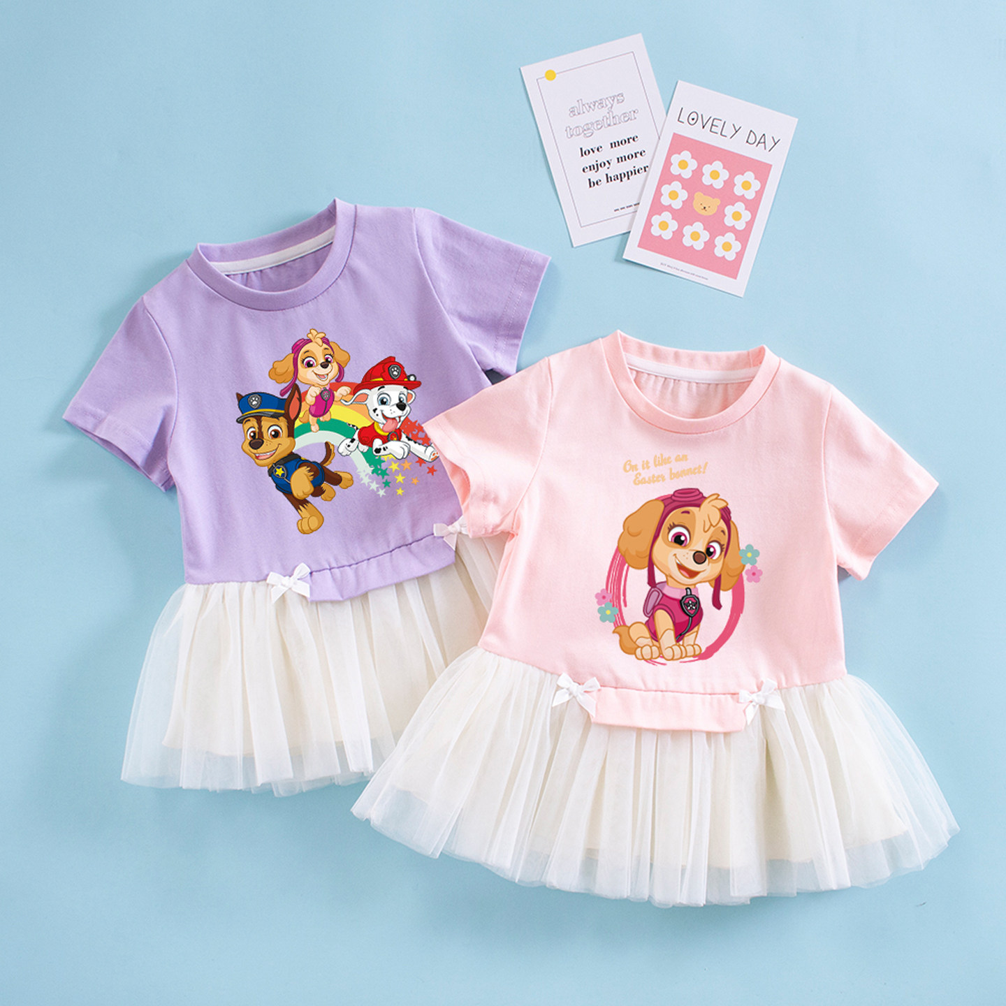 女童夏天短款小裙子旺旺队衣服儿童纯棉连衣裙女宝宝汪汪队T恤裙