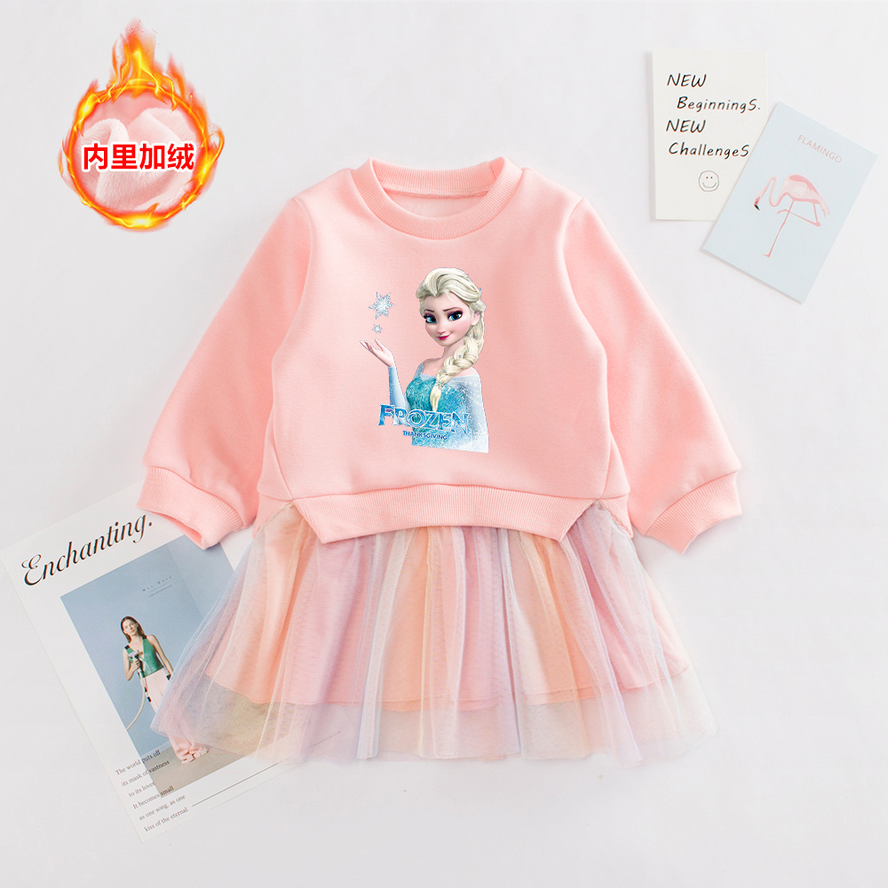 女童秋冬装加绒连衣裙冬季儿童安娜衣服女孩洋气宝宝爱沙公主裙子