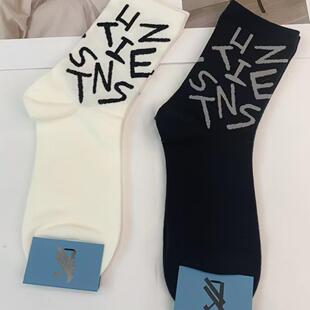 欧货袜子女狂野分子时尚舒适百搭字母休闲小众四季防臭吸汗中筒袜