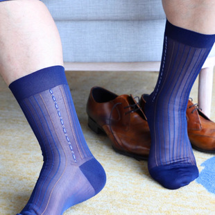 男士中筒经典吊线老式锦纶涤纶松紧口条纹性感薄TNT正装商务丝袜