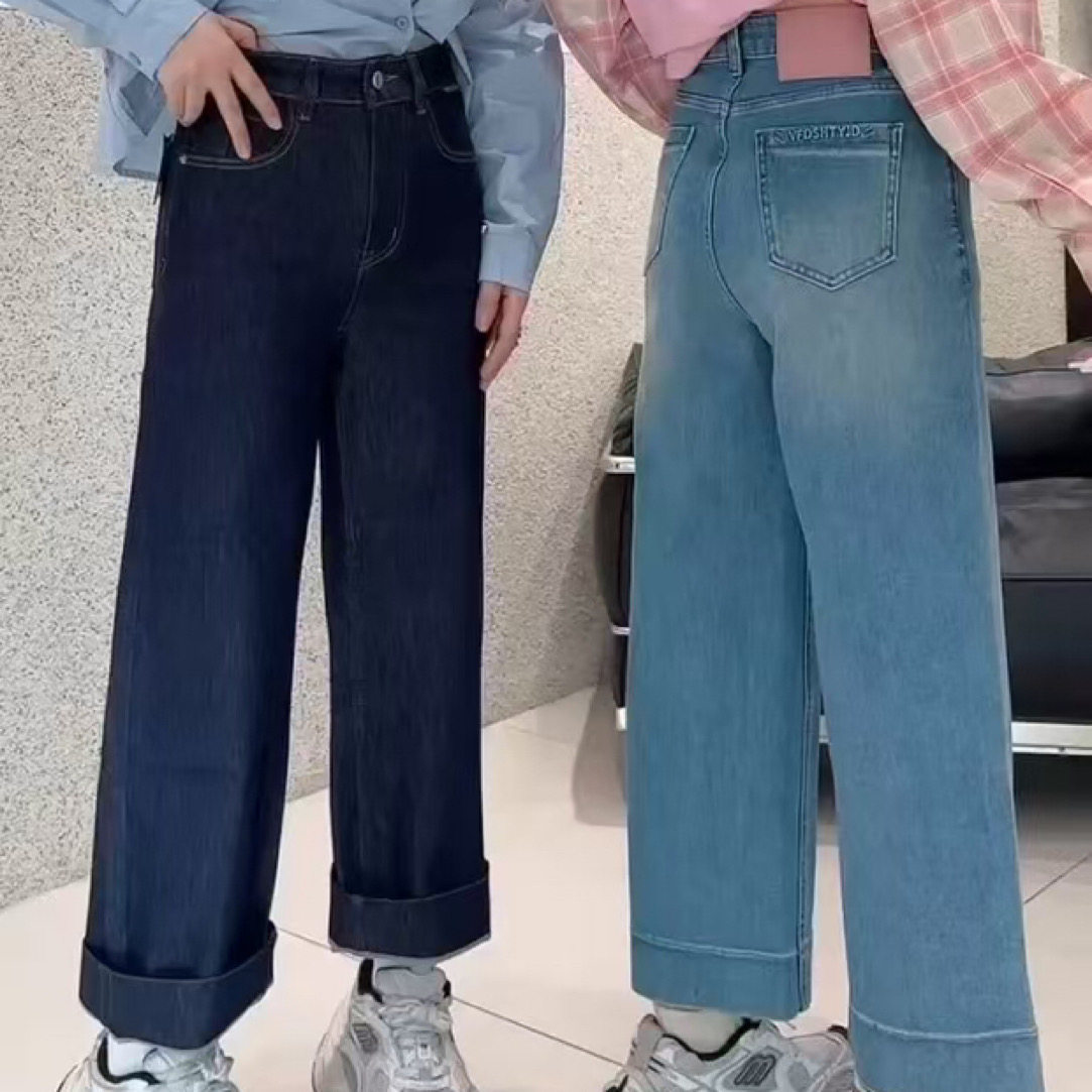 十三行创酷8055春夏新款四面弹阔腿九分牛仔裤女显瘦小个子直筒