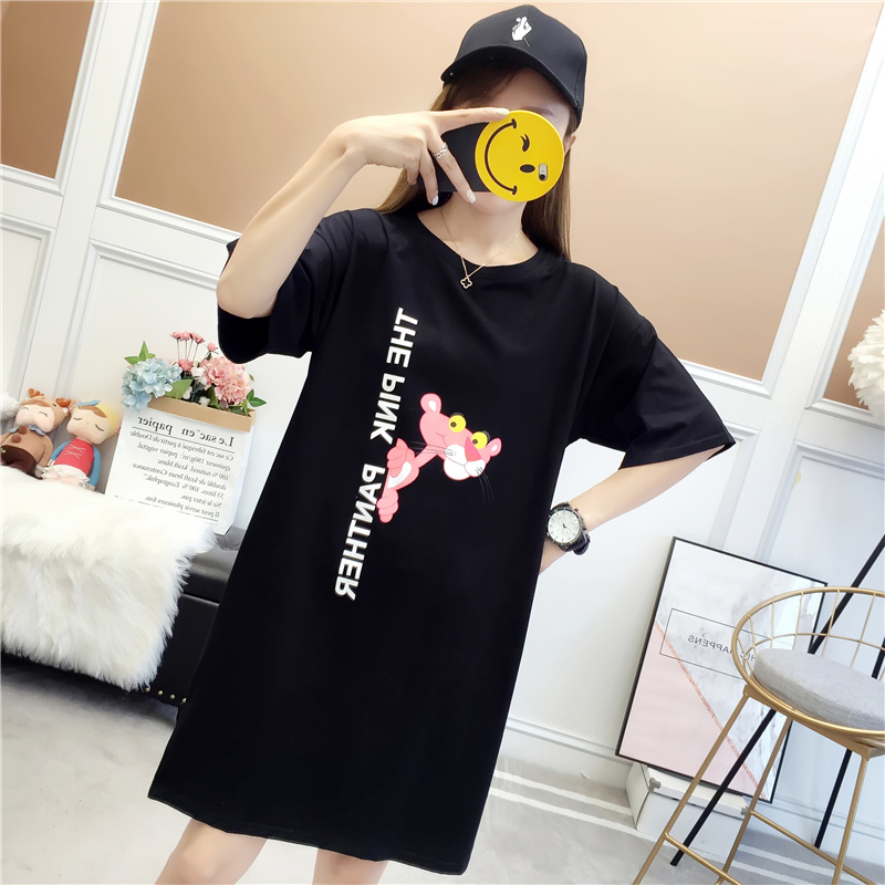 潮牌2019新款大版体桖裙女中长款上衣短袖女百搭宽松下衣失踪t恤买三送一