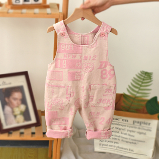 女童背带裤2026春秋新款婴儿牛仔裤休闲长裤洋气时髦儿童宝宝裤子