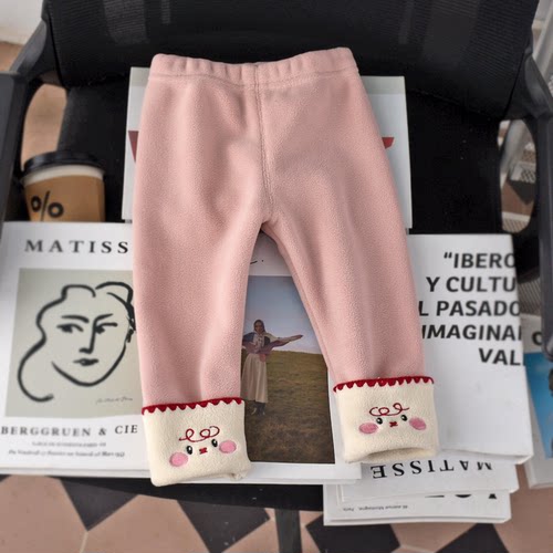 女童加绒裤子冬装新款宝宝儿童打底裤薄绒外穿小女孩洋气时髦长裤