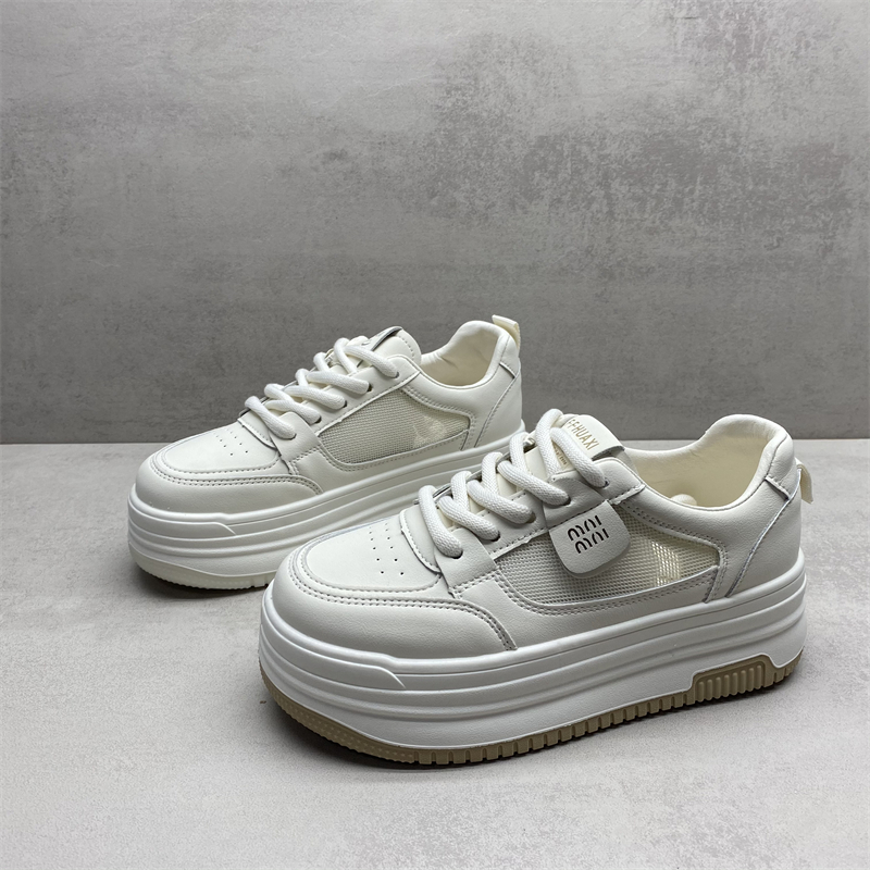 断码处理春款网面休闲厚底小白鞋