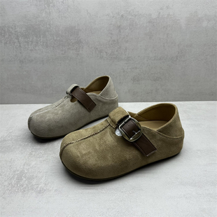 撤柜处理断码女鞋2026春款勃肯鞋内增高一脚蹬圆头复古风懒人单鞋