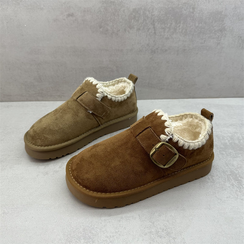 断码处理舒适加绒一脚蹬勃肯鞋女