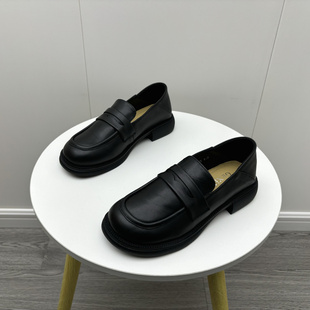 断码处理2025春款真皮女鞋通勤百搭圆头一脚蹬乐福鞋软底牛皮单鞋