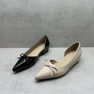 撤柜处理断码女鞋2026春款一脚蹬内增高蝴蝶结尖头浅口舒适女单鞋