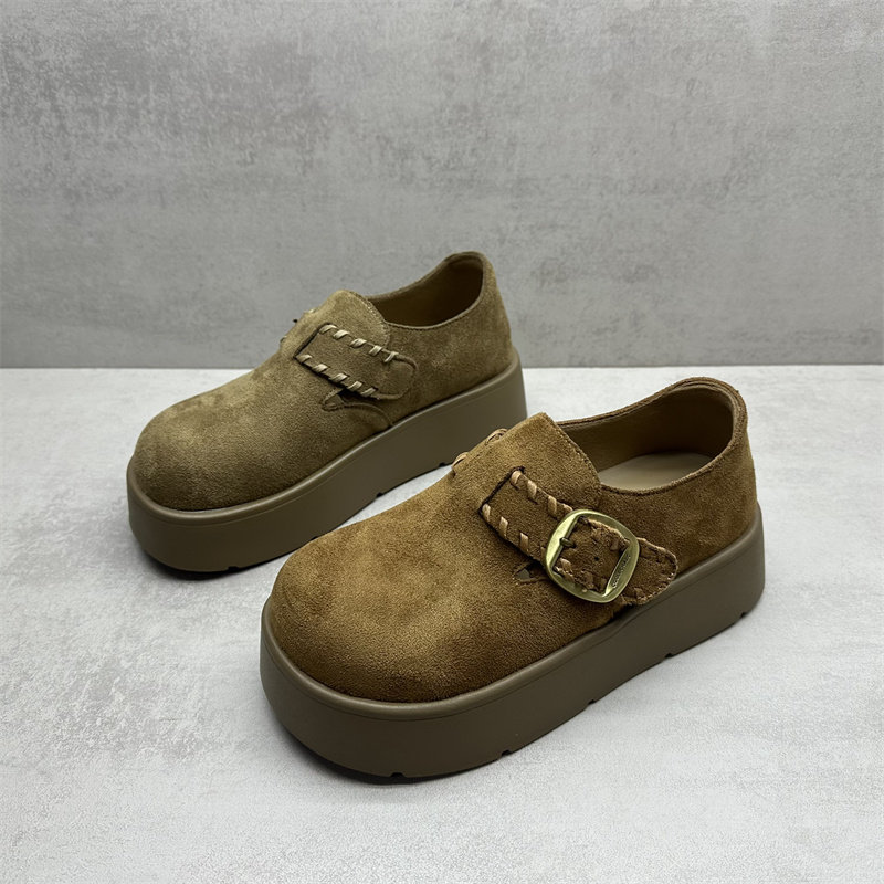 撤柜处理断码女鞋2026春款勃肯鞋厚底一脚蹬圆头复古风懒人鞋单鞋