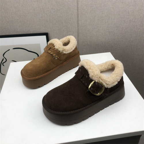 复古百搭一脚蹬厚底加绒勃肯鞋女