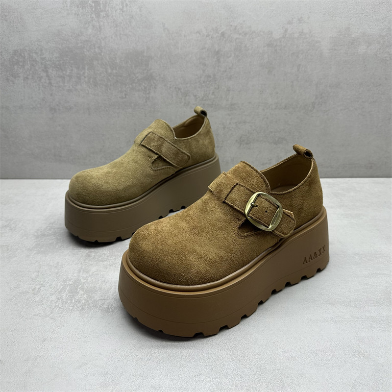 撤柜处理2026春季新款女鞋小个子增高厚底勃肯鞋一脚蹬复古风单鞋