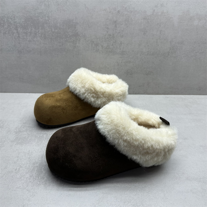 2025冬季新款断码处理女鞋休闲圆头内增高绒棉包头拖防滑勃肯拖鞋