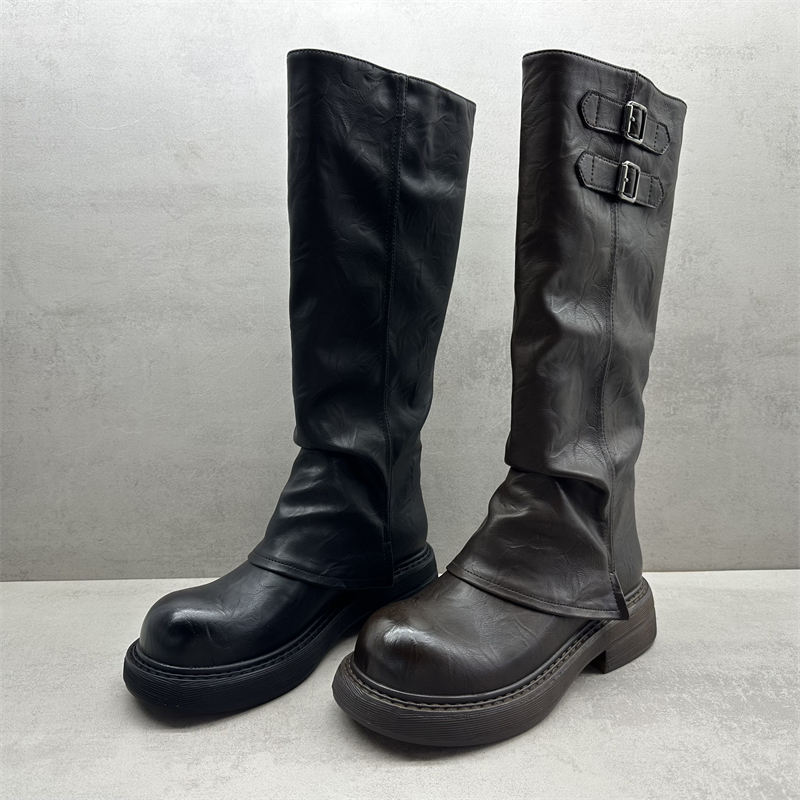 断码处理2025秋冬新款女靴圆头厚底长筒骑士靴百搭英伦风高筒靴子