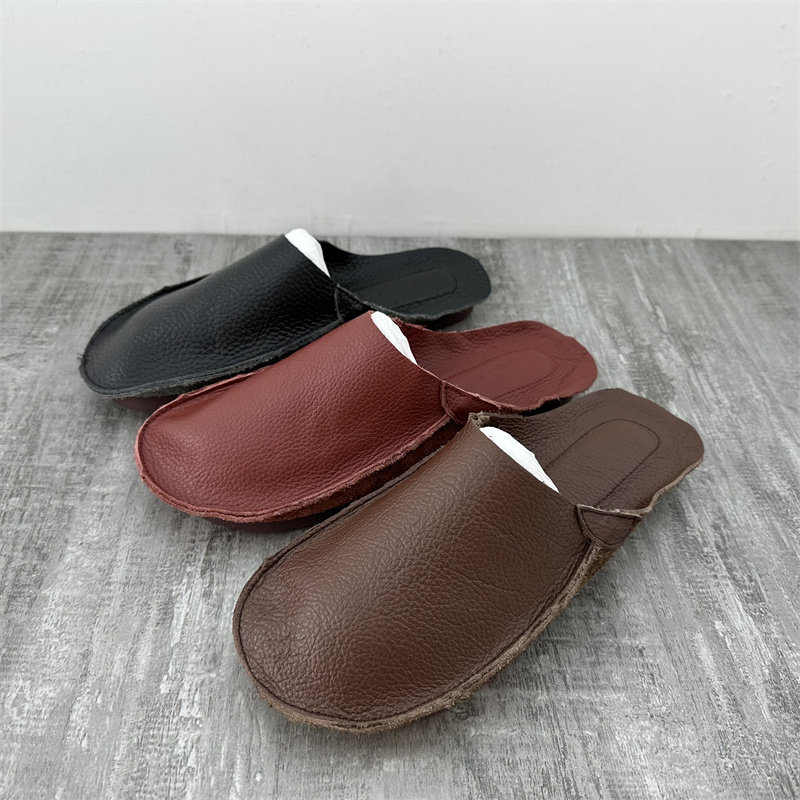 断码处理2023夏款真皮女鞋复古文艺平底牛皮室内家居包头半拖鞋女