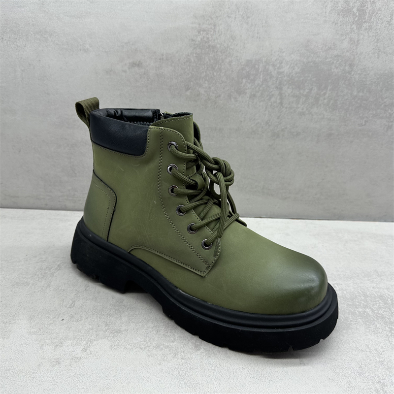 断码处理2025秋冬新款真皮男靴圆头侧拉链保暖厚底英伦羊毛马丁靴