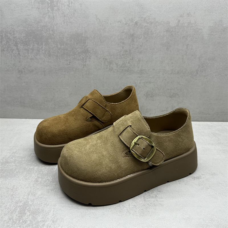 撤柜处理断码女鞋2026春款勃肯鞋厚底一脚蹬圆头复古风懒人鞋单鞋