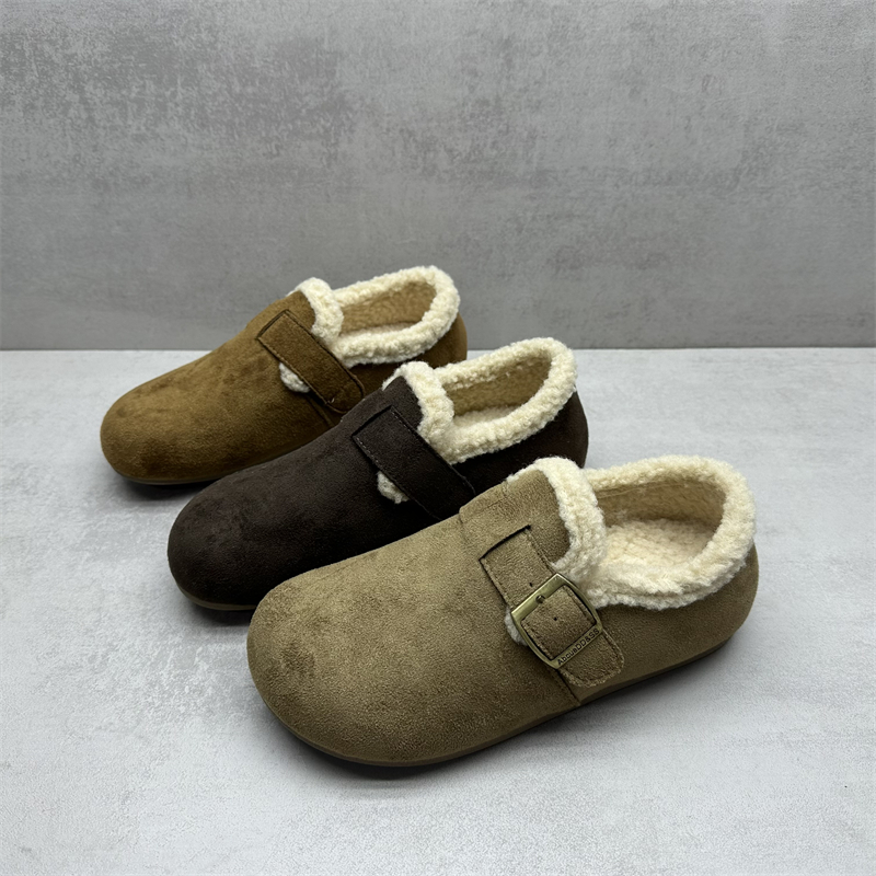 复古百搭一脚蹬加绒保暖勃肯棉鞋
