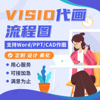 代画Visio作图流程图设计绘制作架构图电气图拓扑图Word/PPT/CAD