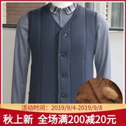 Áo phao nam mùa đông nam trung niên mặc bố cộng với áo vest cashmere ông nội áo len ấm áp - Áo vest cotton