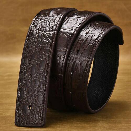 男皮带真皮无头鳄鱼纹h扣青年没