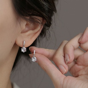 S999纯银耳钉女新款 耳环轻奢小众设计高级感耳饰品耳扣耳圈 爆款