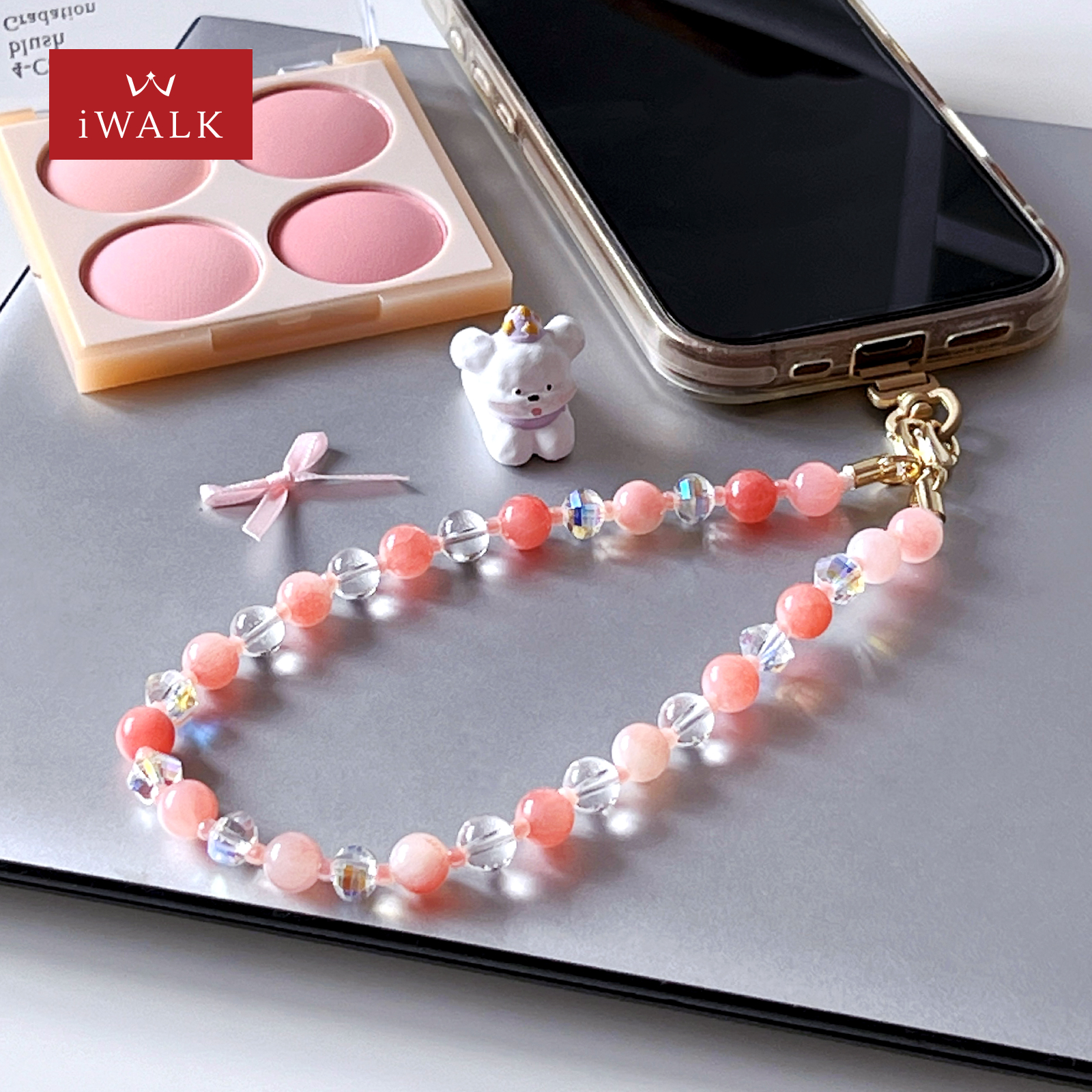 iWALK白桃汽水手工串珠手机挂链