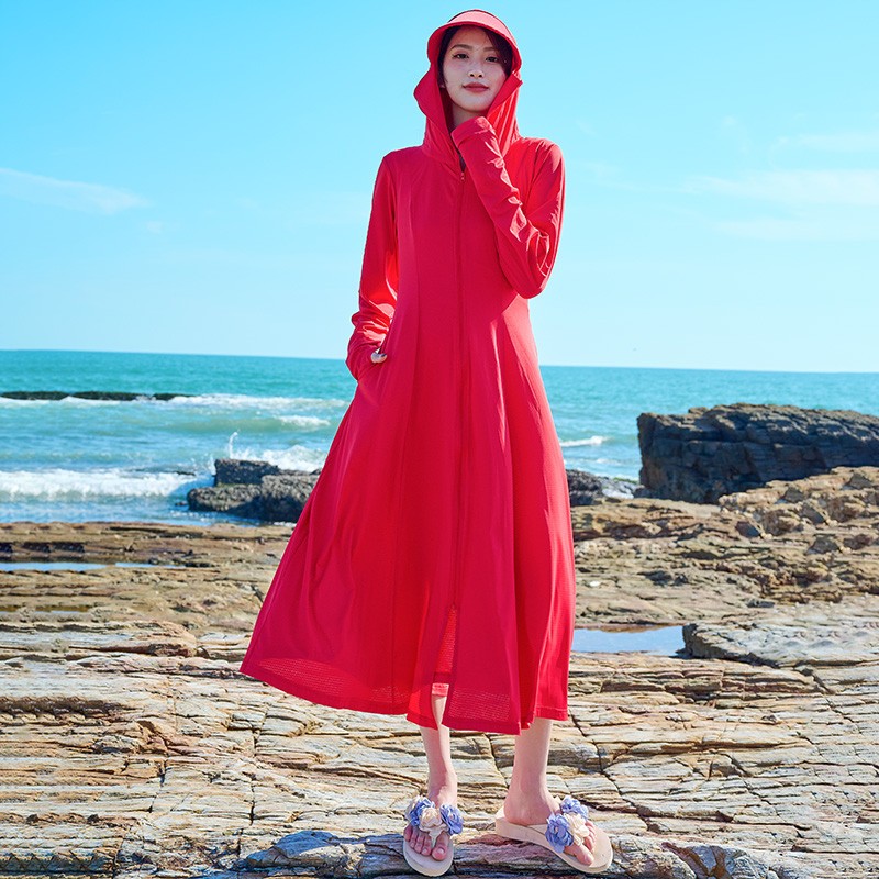 冰丝防晒衣女2025新款夏季防紫外线薄款透气大码过膝长款风衣外套