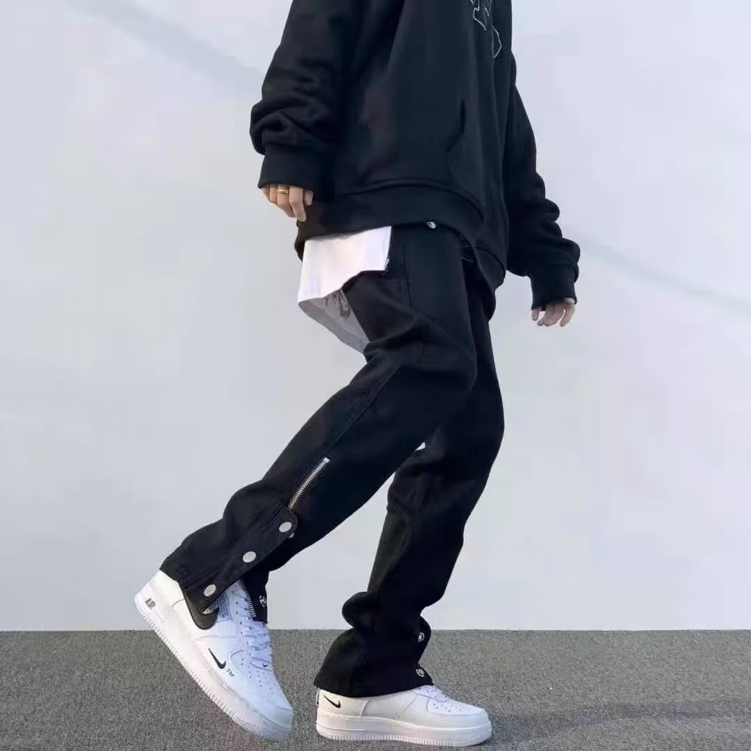 欧美vibe风黑色高街牛仔裤