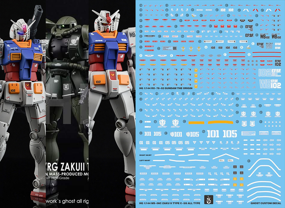 特价 炎水贴 GHOST版 HG GTO 绿扎古 RX78-2 EG RX78-2 荧光 高清
